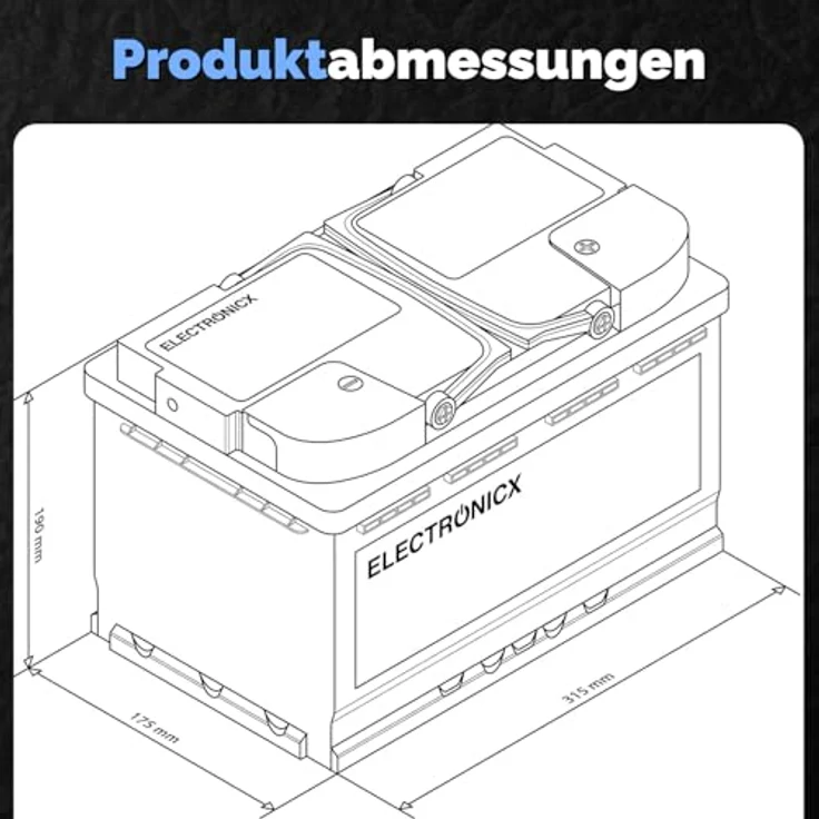 Electronicx AGM Autobatterie 80AH - 12V Starterbatterie für Start-Stop Systeme mit hoher Startkraft, wartungsfrei und sicher – Bild 8