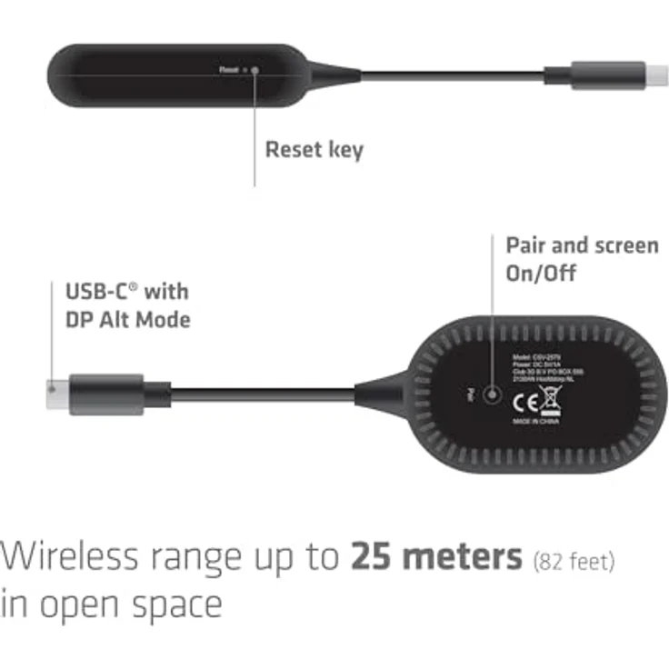 Club3D CSV-2570, Drahtloser USB-C-auf-HDMI-Sender®™ und -Empfänger mit FullHD 1080p, Reichweite 25 m, Plug-and-Play – Bild 4