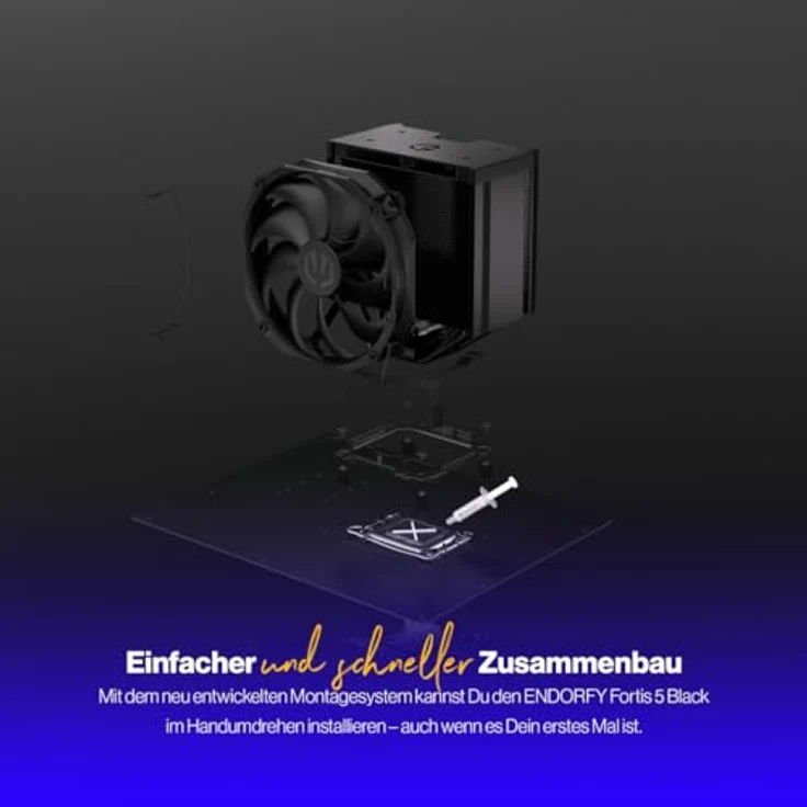 Endorfy Fortis 5 Black, Hochleistungs-CPU Kühler mit Fluctus 140 PWM-Lüfter und 6 Heatpipes, Schwarz – Bild 5
