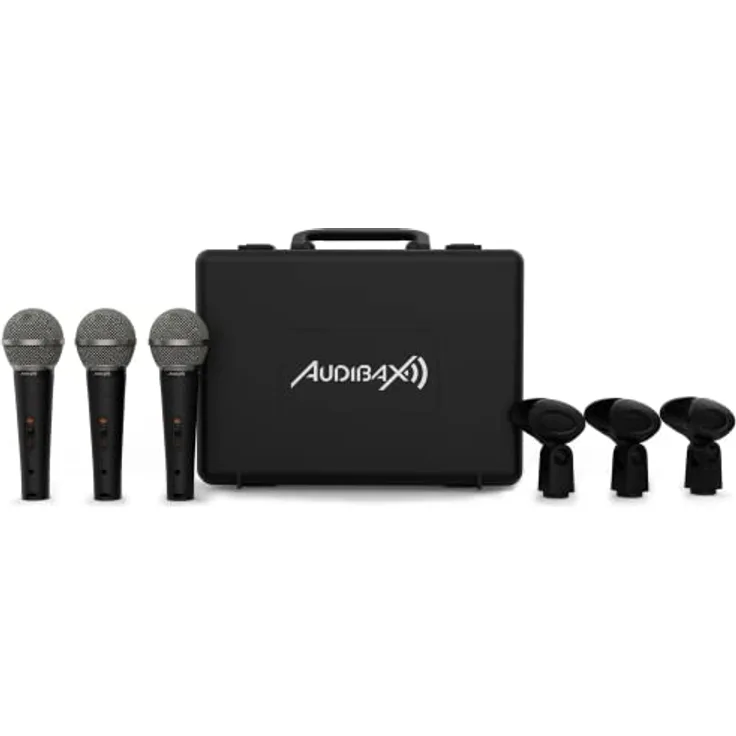 Audibax Tokyo XM1800 Pack Maleta Con 3 Micrófonos Dinámicos + Maleta + Pinzas