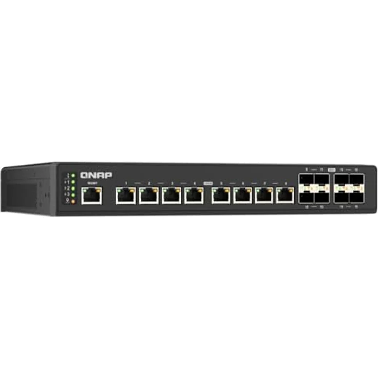 QNAP Switch QSW-IM3216-8S8T | 8X 10GbE RJ45, 8X 10GbE SFP+, L2 Managed, Lüfterlos IP20, DC 9-54V Stromversorgung, Rackmount – Bild 3
