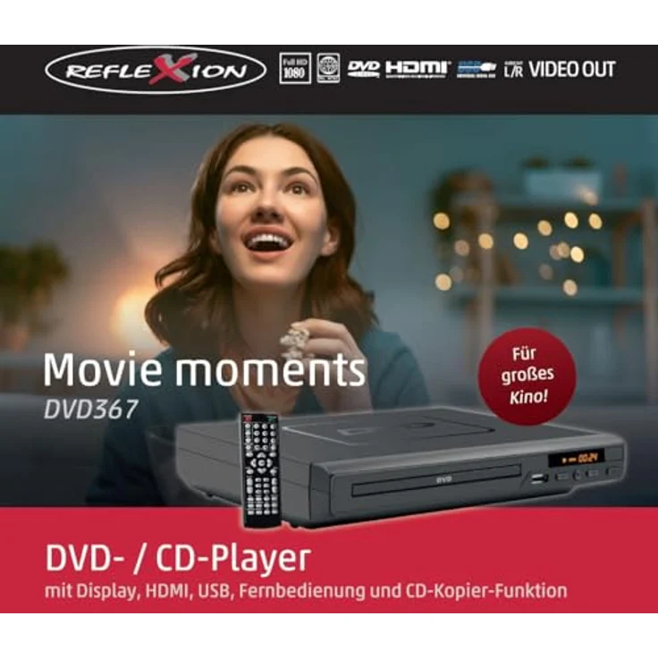 Reflexion DVD367 DVD-Player (Full HD, mit Display, HDMI, Fernbedienung und CD Kopierfunktion auf USB) – Bild 4