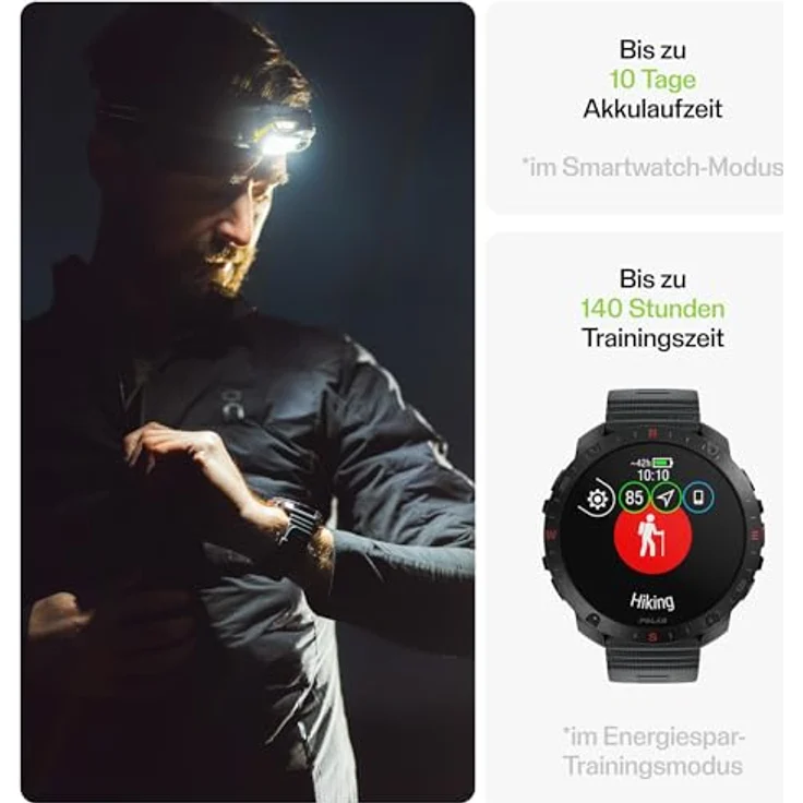 Polar Grit X2 Pro H10 Bundle, Sportuhr + Smartwatch, 48.60 mm, Edelstahl, S, L, Militärqualität, Dual-Frequenz-GPS, AMOLED-Touchscreen – Bild 4