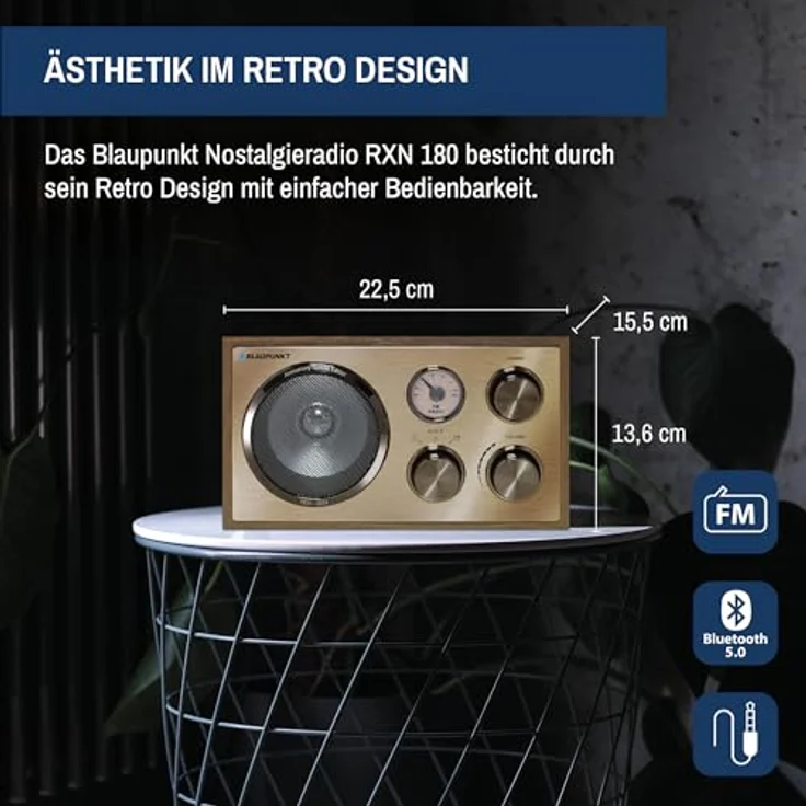 Blaupunkt Nostalgieradio mit Bluetooth RXN 180 (UKW, Bluetooth), Radio, Braun – Bild 2