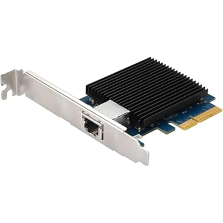 Asustor AS-T10G2, 10GBase-T (RJ45) PCI-E Network Adapter with 3 Metal Brackets, Marvell AQC 107 Controller, Support for 16K-Frames, VLAN ID Tagging, 10GbE Compatibility - RJ45 Interface - Low Profile and Standard Bracket - Metallic Blue – Bild 2
