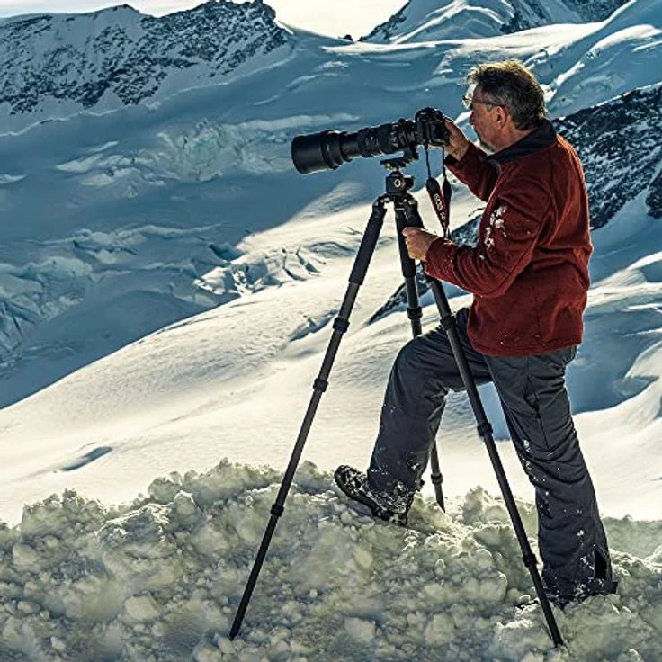 Rollei Rock Solid Alpha Mark III inkl. Rollei Stativkopf T7S MK III, sehr Robustes, professionelles Dreibeinstativ mit 360° Kugelkopf und 30KG Traglast., schwarz – Bild 4