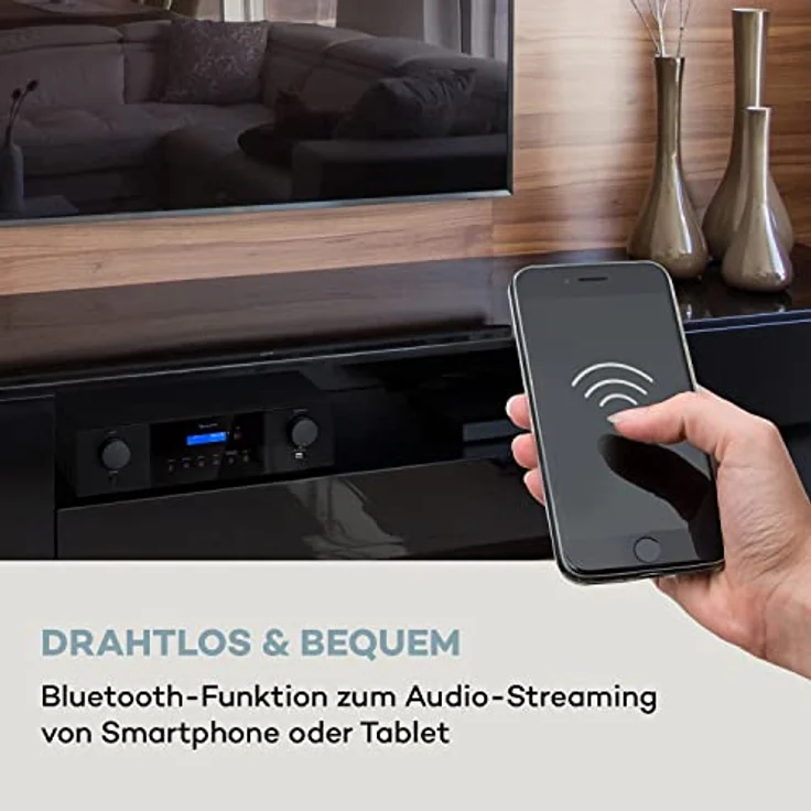 Auna AMP-4000 DAB, Hifi-Stereo-Verstärker mit DAB-Radiofunktion, Bluetooth und USB-Anschluss, schwarz – Bild 3