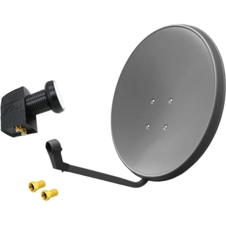 ARLI 60cm HD Sat-Anlage Twin LNB, Digital 2 Teilnehmer Antenne, grau, UHD 4K, rostfreier Stahl – Bild 1