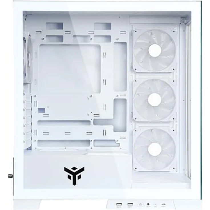Itek Gehäuse SHOWBUI 45W - Gaming-Tower, ATX, 4 x 12 cm ARGB-Lüfter, 2 x USB3, Typ C, Seite und Vorderseite aus gehärtetem Glas, Weiße Ausgabe - iTek Gaming-Tower mit hochwertigen Abmessungen, langlebig und flexible Gestaltung – Bild 3