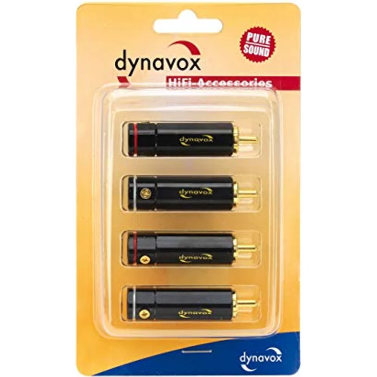 Dynavox High-End Cinch-Stecker 4er-Set, schwarz mit spezieller Hülsenkonstruktion und doppelter Schraub-Zugentlastung – Bild 3