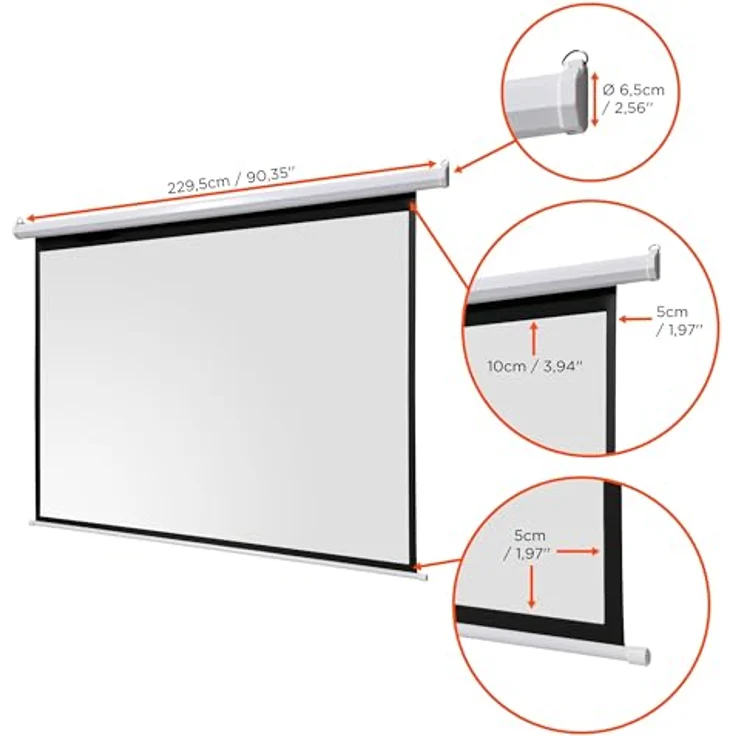 Celexon basic line Motorleinwand 200 x 150cm,Heimkino-Leinwand,Leinwand Format 4:3, Beamerleinwand, – Bild 3