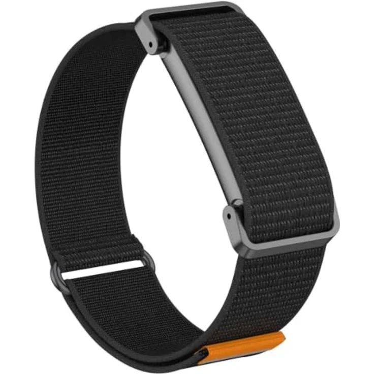 Wigento Smartwatch-Armband Nylon für Google Fitbit Air, atmungsaktiv, schwarz, mit Klettverschluss und Metall Schutzgehäuse – Bild 1