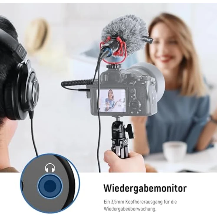 NEEWER VM11 Plug & Play Vlog Mikrofon, Mini Supernierenmikrofon mit 20-20KHz, zwei OTG Adaptern für DSLR, iPhone, Android, Echtzeit-Audiomonitoring und Windschutz – Bild 5