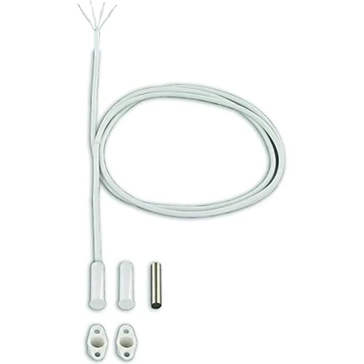 EFF-EFF 10210-6-10, Rundreedkontakt mit Flansch, 1-poliger Schließer, max. 40 V/DC, IP67, Kunststoff weiß, 4-adrig, 6000mm Kabel