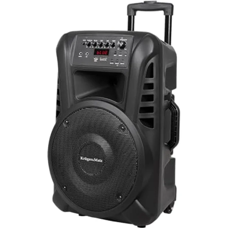 Kruger&Matz KM 1712, Aktive Lautsprecherbox mit Bluetooth, Karaoke-Funktion und integriertem Akku, Schwarz