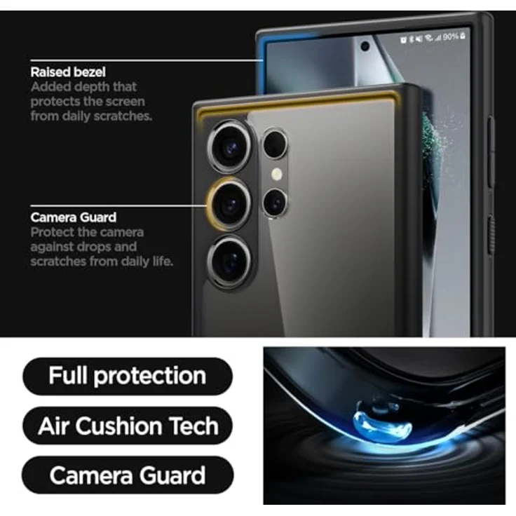 Spigen Ultra Hybrid Hülle Kompatibel mit Samsung Galaxy S24 Ultra -Schwarz, Schutzhülle mit PC Platte, TPU-Rahmen und Air Cushion Technologie – Bild 5
