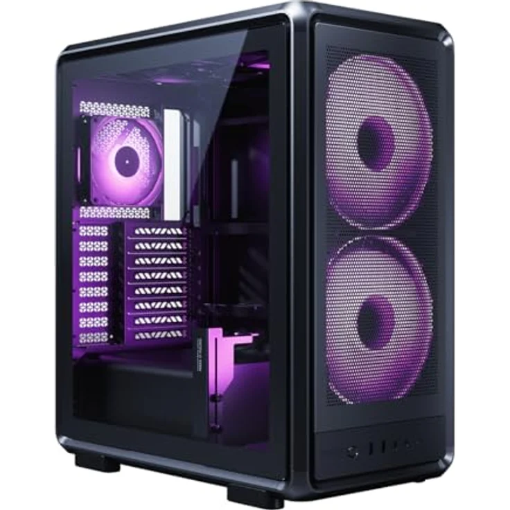 Cooler Master MasterFrame 500 Mesh AR, Midi-Tower PC-Gehäuse schwarz mit 3 vorinstallierten LED Lüftern, Seitenfenster und Staubfilter – Bild 2
