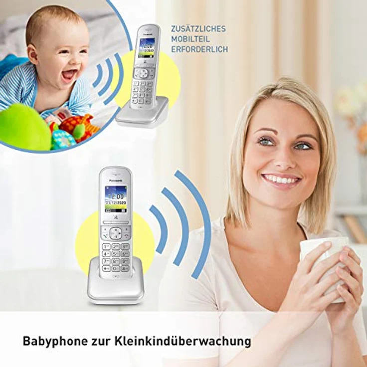 Panasonic Schnurlostelefon KX-TGH710GG mit Farbdisplay und Babyphone – Bild 6