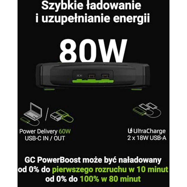GreenCell GC PowerBoost Powerbank (16000 mAh, 80 W, 59.20 Wh) mit Schnellstartsystem, Schwarz – Bild 3