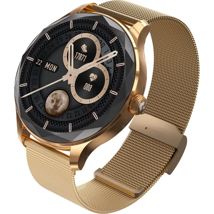Garett Viva Gold Smartwatch für Damen, Edelstahl-Design mit umfassenden Smart-Funktionen