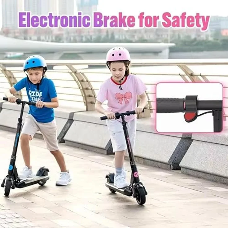 GigaBlue Elektroscooter, 6,5'' Faltbarer E Scooter für Kinder 6-12 Jahren, bis zu 15 km/h & 8 km, LED Display, Bunte Leuchten, Leichter Elektroroller Kinder • Pink – Bild 5