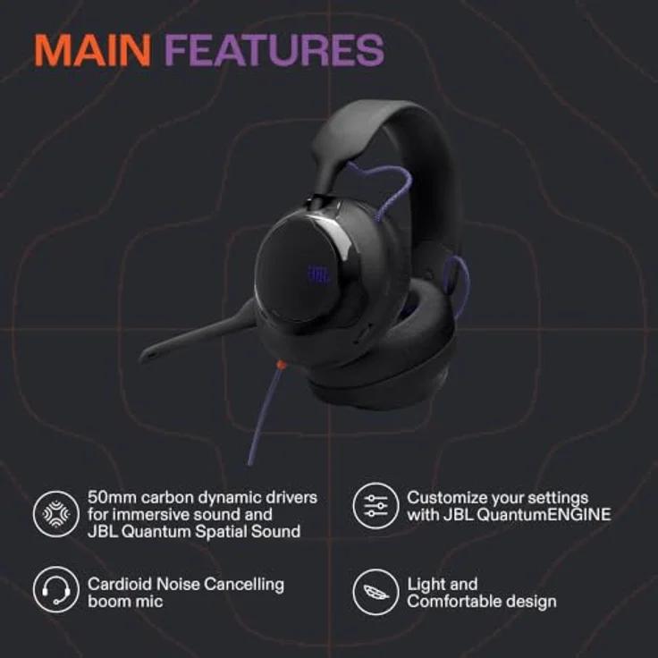 JBL Quantum 120, Kabelgebundenes Gaming-Over-Ear-Headset mit 3,5 mm Klinke, Schwarz – Bild 6