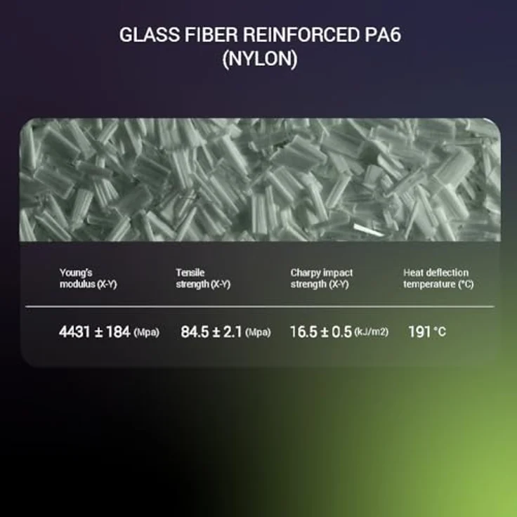 Polymaker Fiberon PA6-GF Glasfaser-Nylon-Filament, 1,75 mm, grau, 500 g, hitzebeständig, verbesserte Kartonspule, geeignet für Hochgeschwindigkeitsdruck – Bild 4