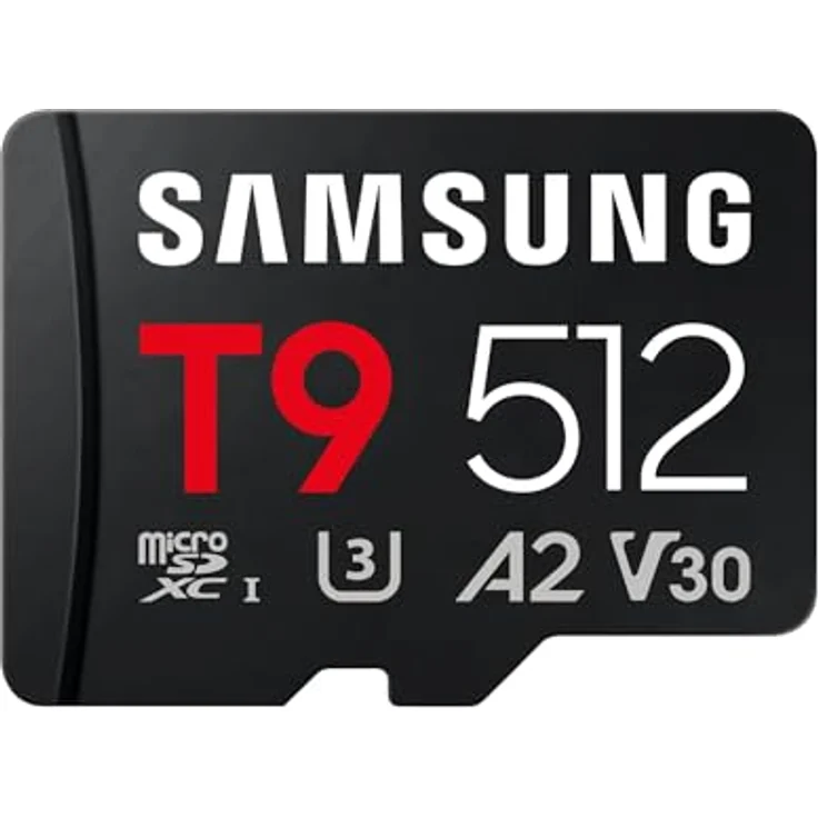 Samsung T9 microSD-Karte MB-MH512TB/WW, 512 GB mit USB-Kartenleser, UHS-I U3, 200 MB/s Lesen, 130 MB/s Schreiben, wasserfest, schwarz – Bild 1