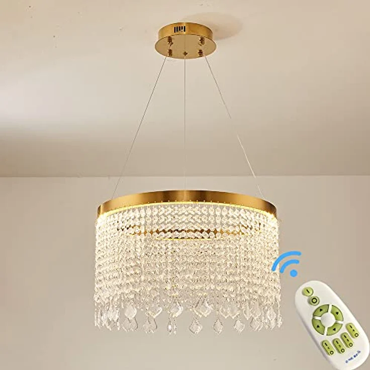 Eurotondisplay LED Pendelleuchte Deckenleuchte 2022 dimmbar mit Fernbedienung, kaltweiß-neutalweiß -warmweiß, 7000k-3000k, A+ LED, Kristall klar - Preisvergleich – Bild 2