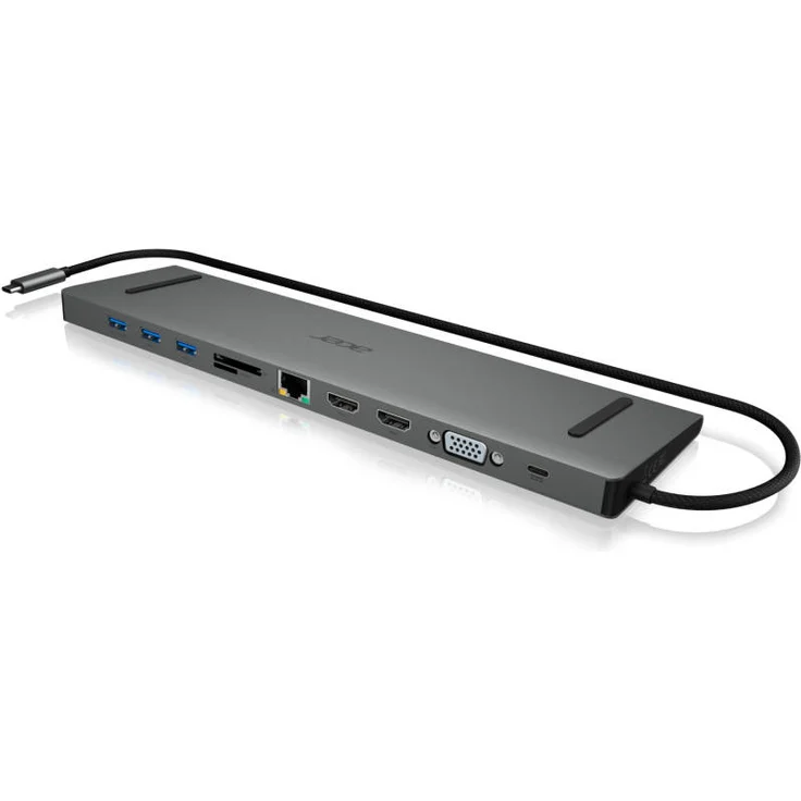 Acer USB Type-C Dock (USB Type-C zu 3x USB 3.0, 2x HDMI, USB Type-C PD, VGA, RJ45, SD & micro SD) grau – Bild 4