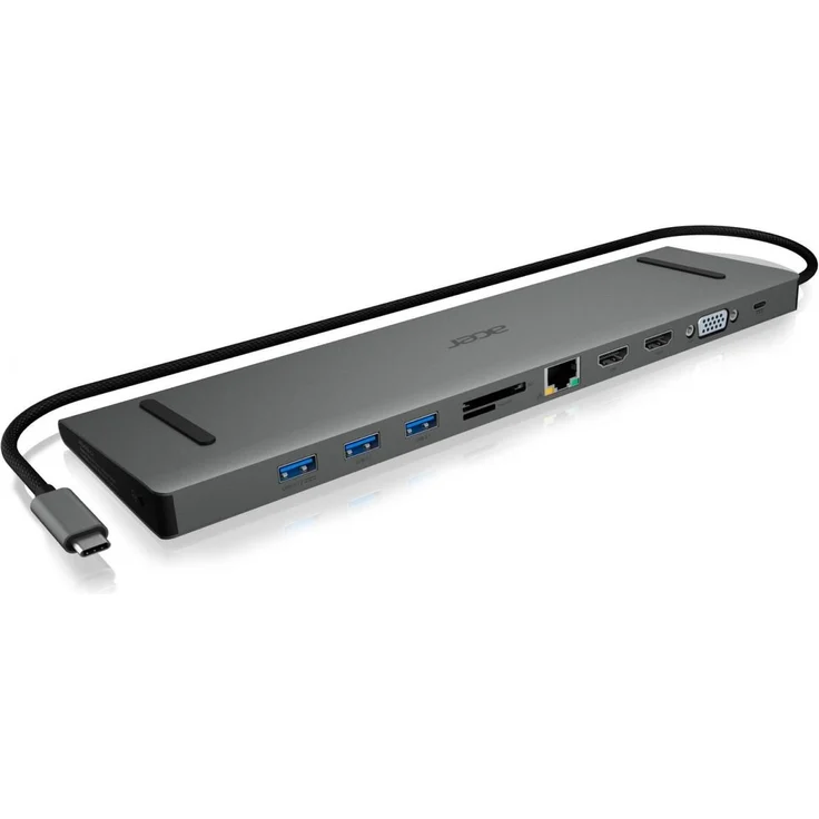 Acer USB Type-C Dock (USB Type-C zu 3x USB 3.0, 2x HDMI, USB Type-C PD, VGA, RJ45, SD & micro SD) grau – Bild 2