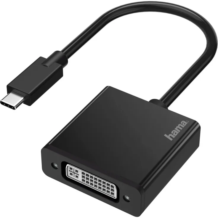 Hama - Display-Adapter - USB-C (S) bis DVI (W) - Thunderbolt 3 - 4K Unterstützung - Schwarz (00200316)
