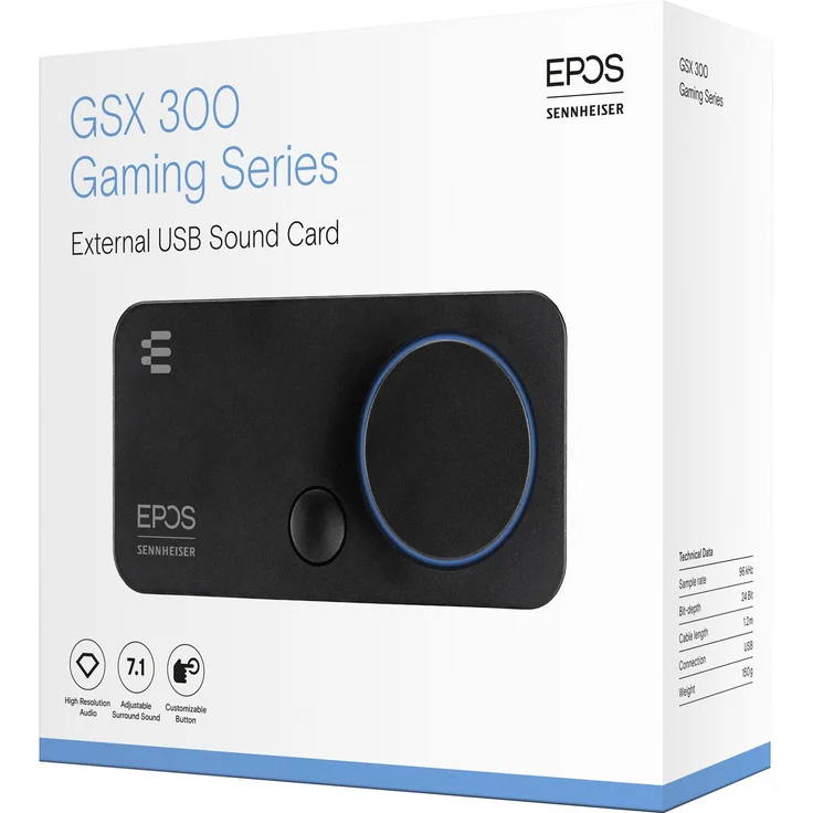 EPOS I Sennheiser GSX 300, Gaming Dac / externe USB-Soundkarte mit 7.1 Surround Sound, hochauflösende Audio EQ Voreinstellungen für Gaming, Filme und Musik – Gaming Soundkarte für PC und Mac, Schwarz – Bild 4