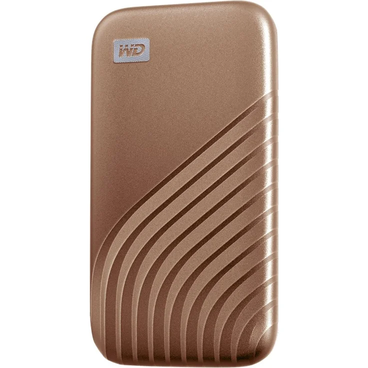 WD My Passport SSD WDBAGF0010BGD - Solid-State-Disk - verschlüsselt - 1 TB - extern (tragbar) - USB 3.2 Gen 2 (USB-C Steckverbinder) - 256-Bit-AES - Gold (WDBAGF0010BGD-WESN) – Bild 1