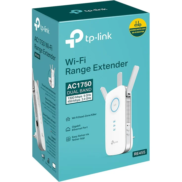 TP-Link WLAN-Repeater, Dual Band AC1750, WiFi Extender und Access Point, kompatibel mit Modem Faser und ADSL, 1 Gigabit-Port (RE455) – Bild 4