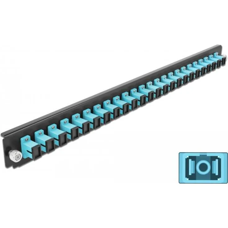 DELOCK 48.26cm 19Zoll Spleissbox Frontblende 24 Port SC Simplex aqua