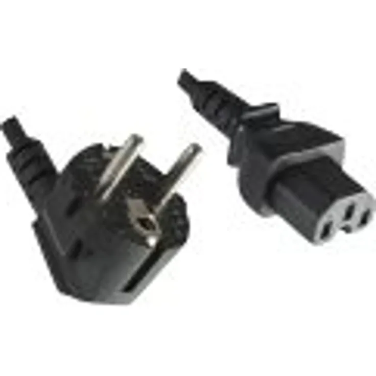Helos Netzanschlusskabel, Schutzkontaktstecker 90 auf C15, schwarz, 5.0m