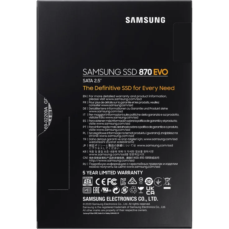 Samsung 870 EVO MZ-77E1T0B - Solid-State-Disk - verschlüsselt - 1 TB - intern - 2.5 Zoll (6.4 cm) - SATA 6Gb/s - Puffer: 1 GB - 256-Bit-AES - TCG Opal Encryption (MZ-77E1T0B/EU) – Bild 6