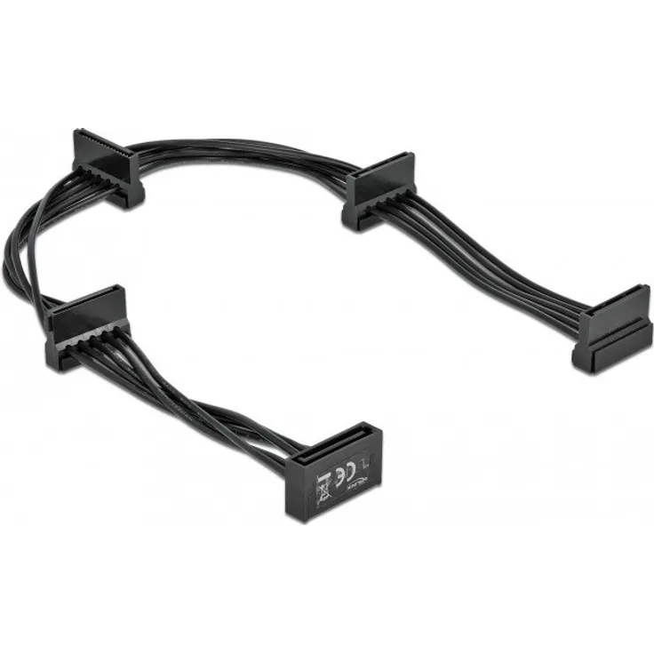 Delock Kabel Power SATA 15 Pin Stecker > 4 x SATA 15 Pin Buchse 40 cm schwarz (60395)