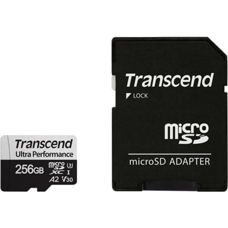 TRANSND 256GB microSD w- adapter UHS-I U3 A2