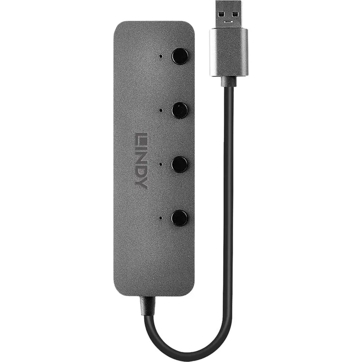 Lindy 4 Port USB 3.0 Hub mit Ein--Ausschaltern Vier zusätzliche USB Ports - einzeln schaltbar (43309)