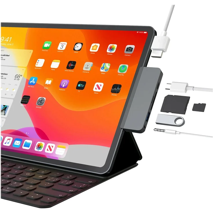HyperDrive HD319B-GRAY USB-C (USB 3.2 Gen 2) Multiport Hub Ultra HD-fähig, mit Aluminiumgehäuse, mit eingebautem SD-Kartenleser – Bild 2