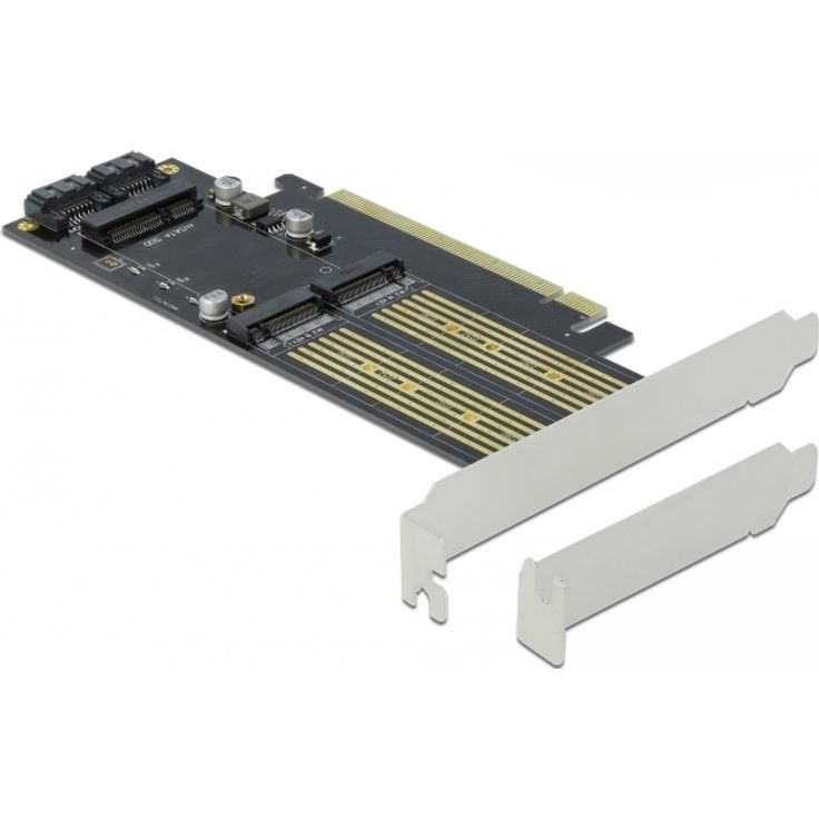 Delock PCI Express x16 Karte zu 1 x M.2 Key B + 1 x NVMe M.2 Key M + 1 x mSATA - Low Profile Formfaktor (90486)