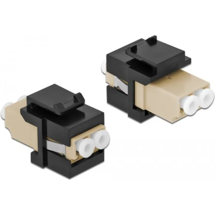 Delock Keystone Modul LC Duplex Buchse zu LC Duplex Buchse beige - schwarz (86719)