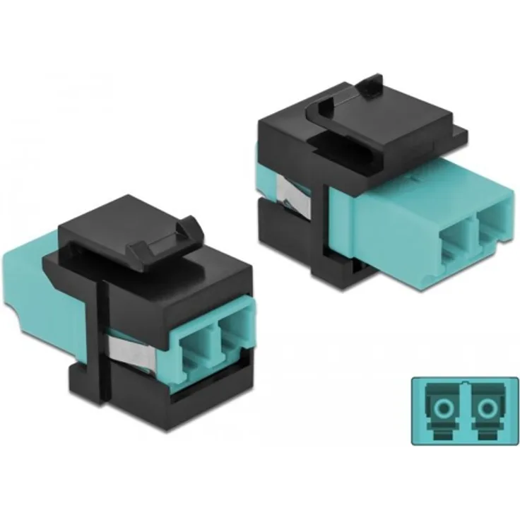Delock Keystone Modul LC Duplex Buchse zu LC Duplex Buchse aqua - schwarz (86720)