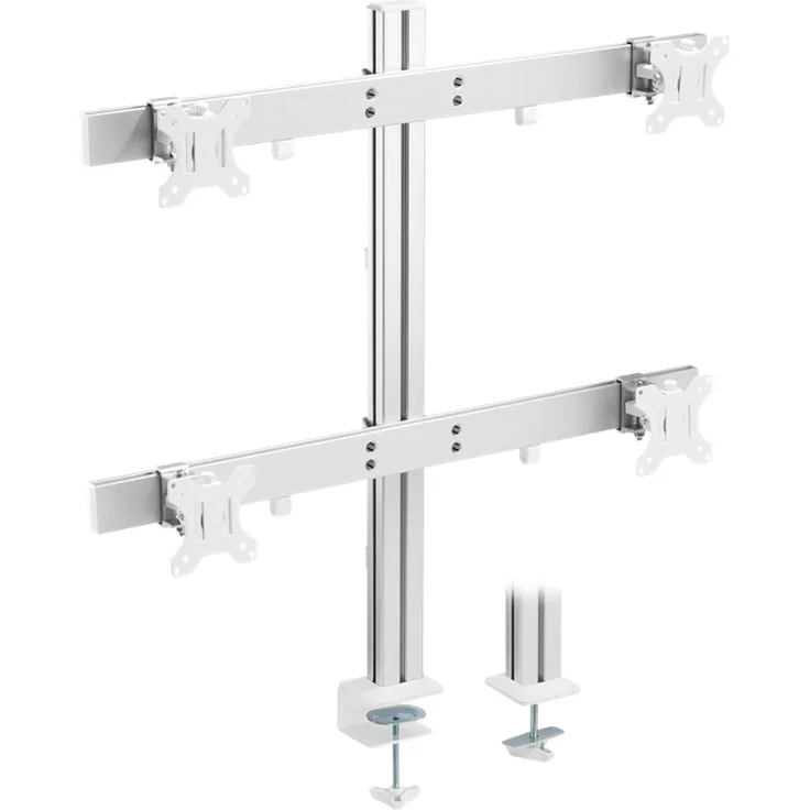 InLine - Tischhalterung für 4 LCD-Anzeigen - Kunststoff, Aluminium, Stahl - Fine Texture Gray - Bildschirmgröße: 43.2-81.3 cm (17''-32'') (23184B)