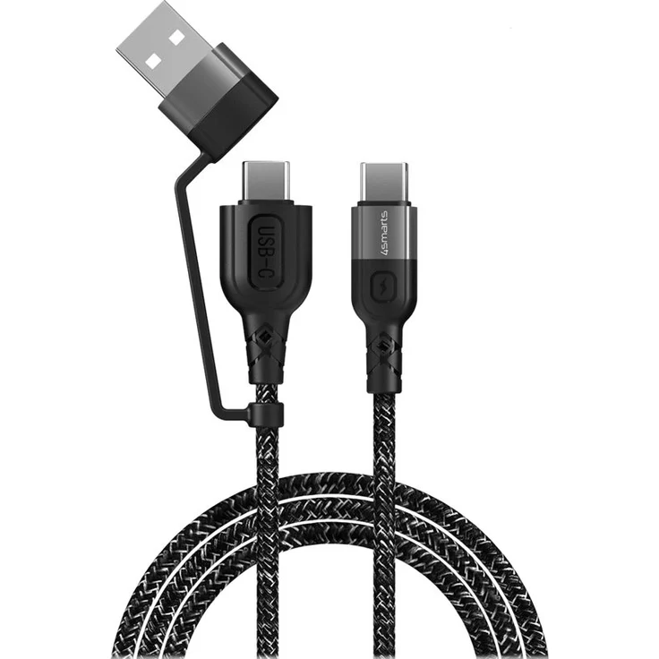 4smarts USB-C und USB-A auf USB-C Kabel ComboCord CA 1,5m - Textil Monochrom – Bild 2