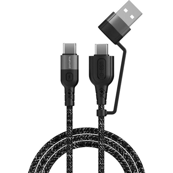 4smarts USB-C und USB-A auf USB-C Kabel ComboCord CA 1,5m - Textil Monochrom