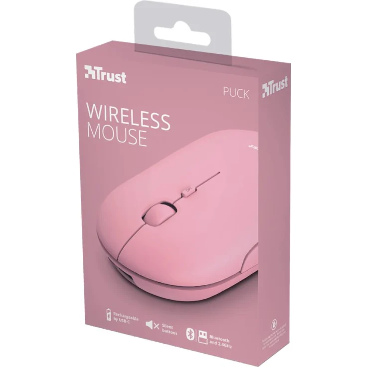 Trust Puck Wireless Mouse rosa, USB-Bluetooth (24125) – Bild 4