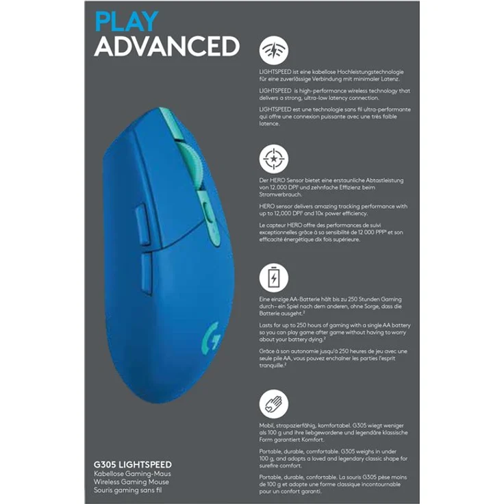 LOGITECH G305 LIGHTSPEED Wireless Gaming Mouse - BLUE - EWR2 – Bild 5